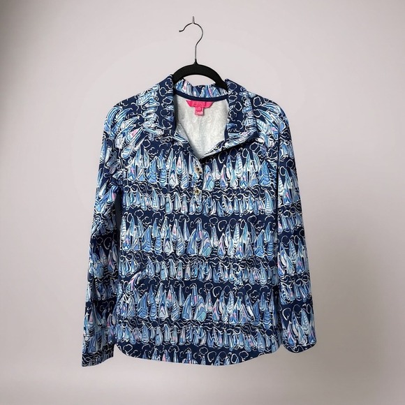 Lilly Pulitzer UPF 50+ Captain Round Hem Popover Sailboat Pullover Sweatshirt S - Picture 2 of 7